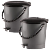 Kuber Industries Multiuses Plastic Pedal Dustbin, Waste Bin, Trash Can With Handle, 7 Litre- Pack of 2 (Grey)-47KM0755